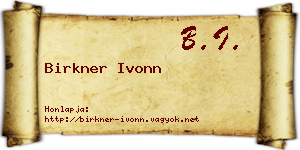 Birkner Ivonn névjegykártya